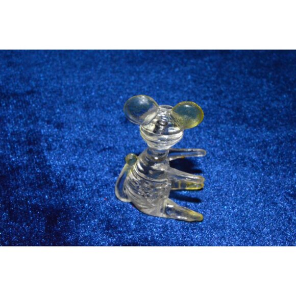 Vintage Plastic Mouse Figure Miniature Lucite Clear Yellow Acrylic Trinket Hong - Picture 2 of 8